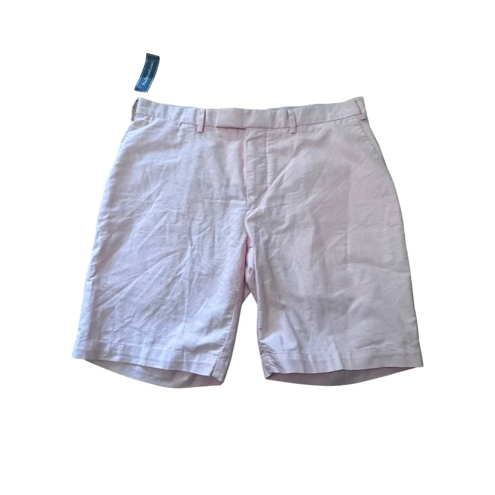 Polo‎ Ralph Lauren Mens Peach Oxford Cotton Chino Shorts Size 38 Flat Front NWT